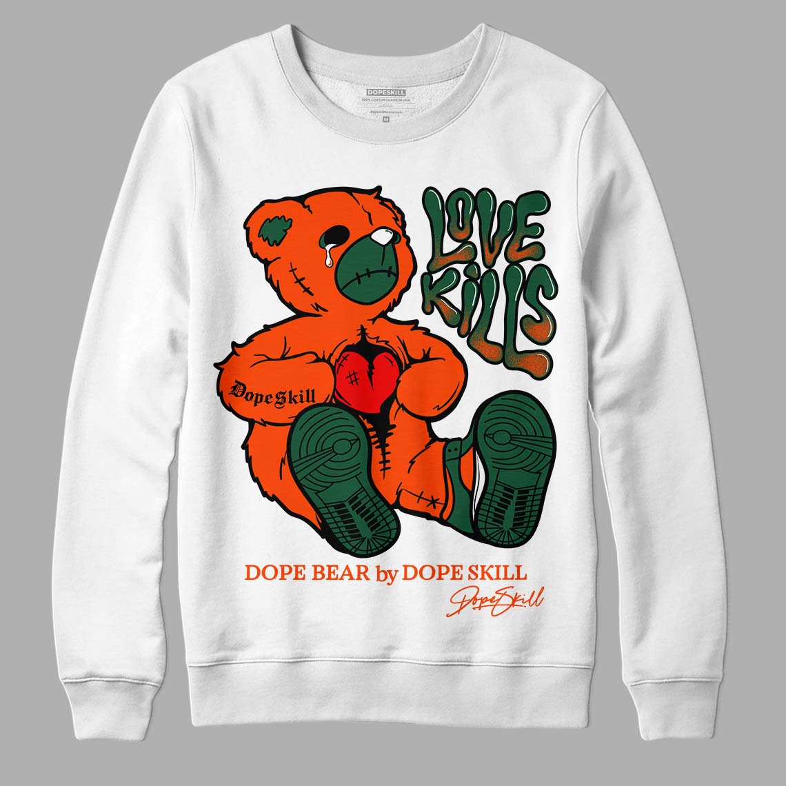 Dunk Low Team Dark Green Orange DopeSkill Sweatshirt Love Kills Graphic