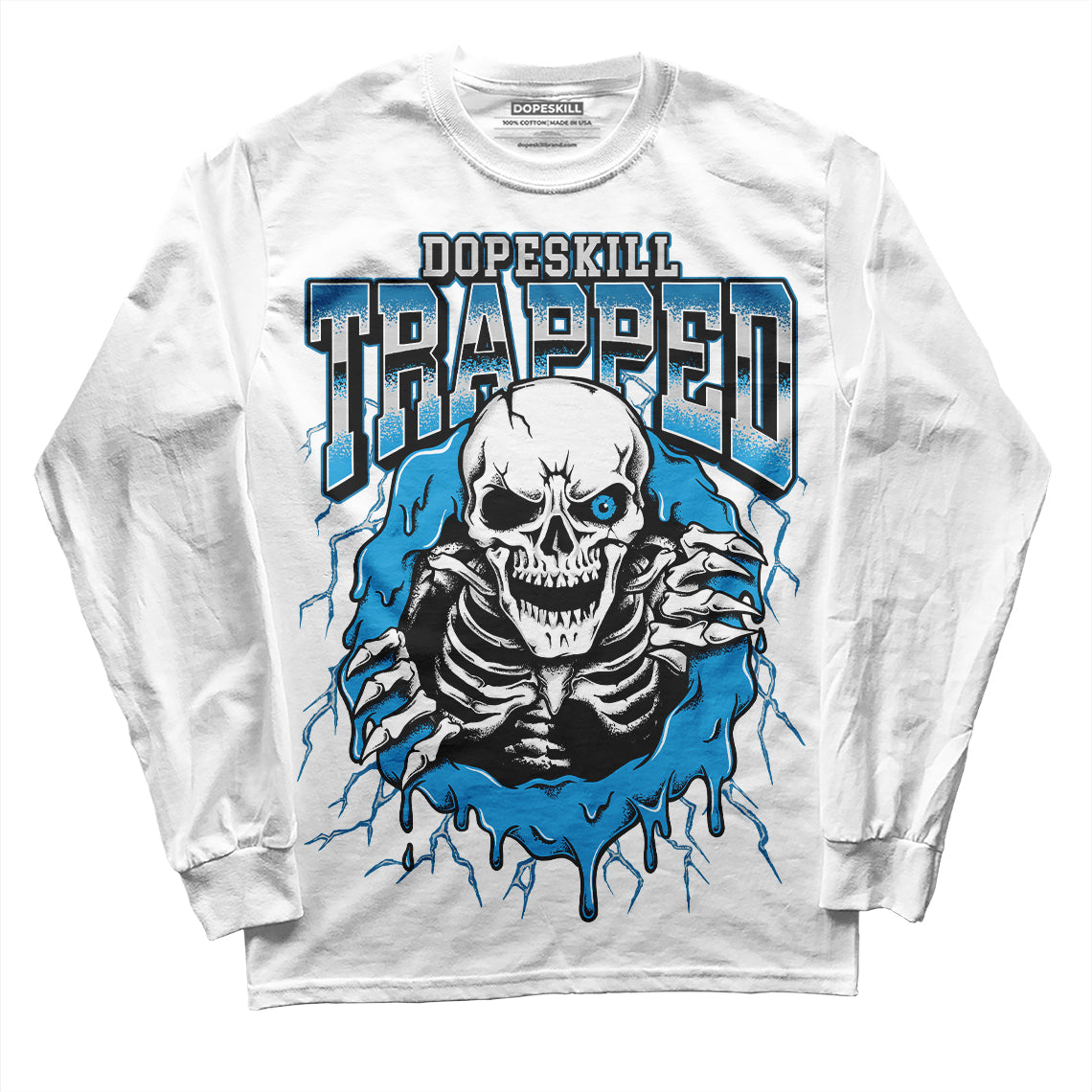 Military Blue 4s DopeSkill Long Sleeve T-Shirt Trapped Halloween Graphic