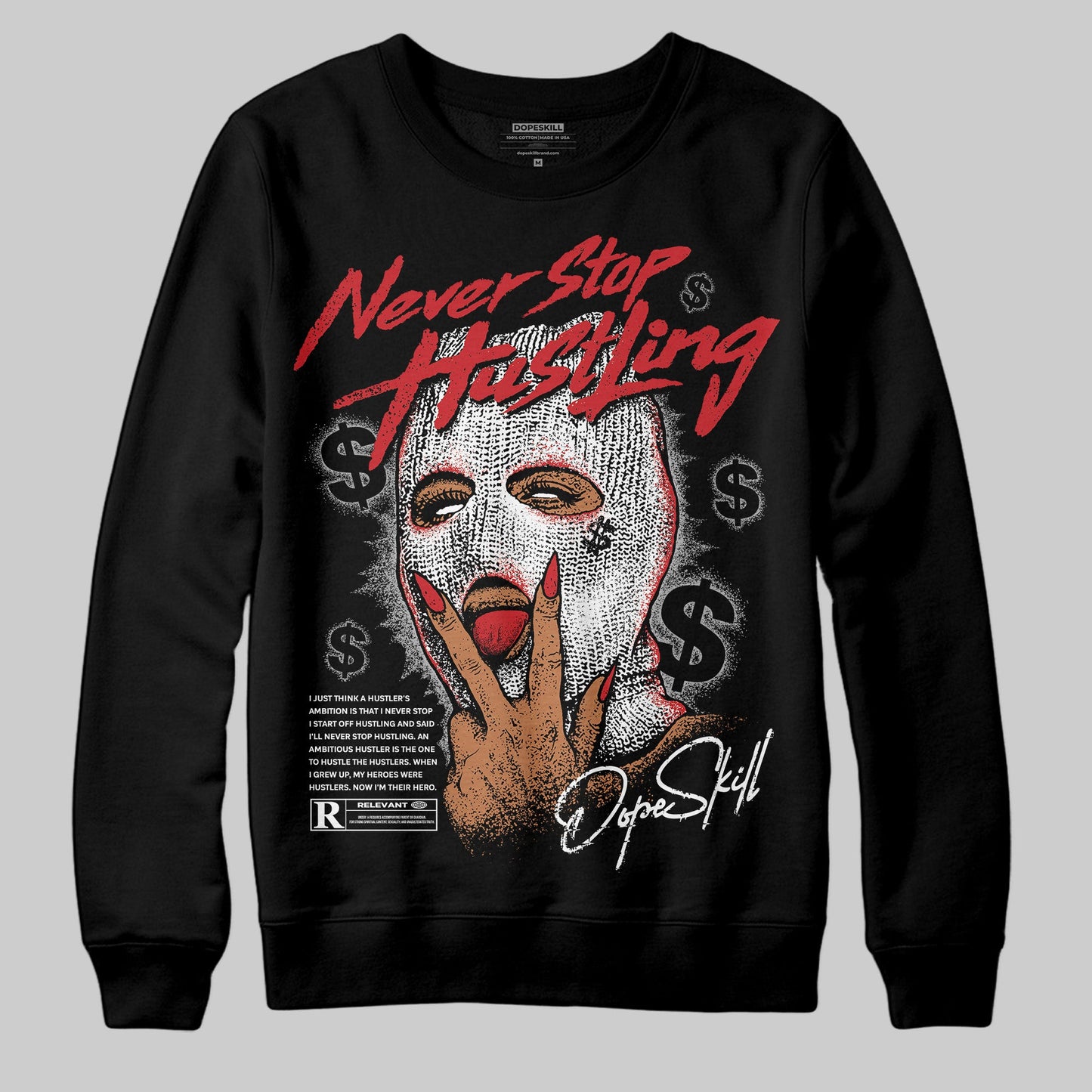Black Cement 3s DopeSkill Sweatshirt Never Stop Hustling Graphic