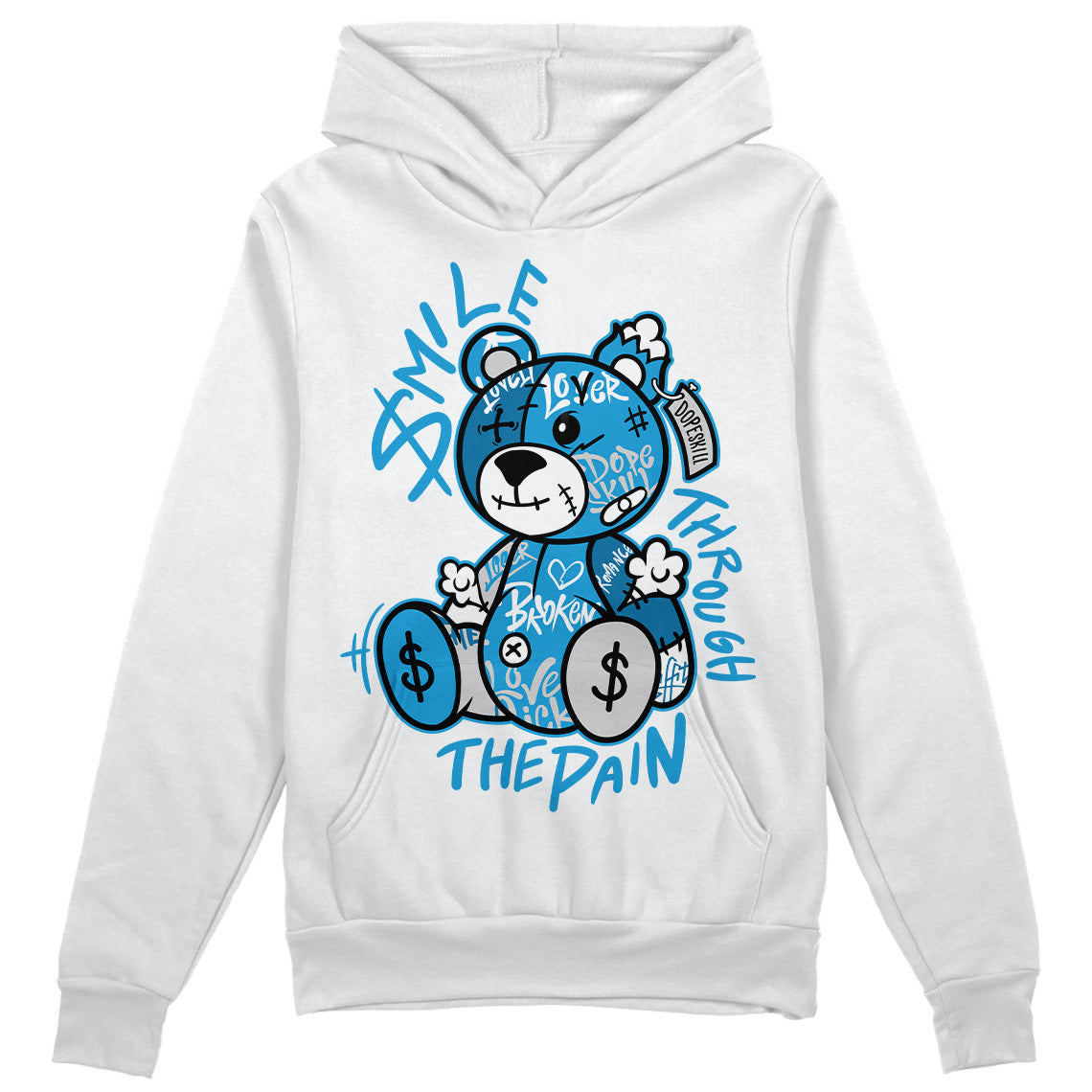 Military Blue 4s DopeSkill Hoodie Sweatshirt Smile Through The Pain Graphic
