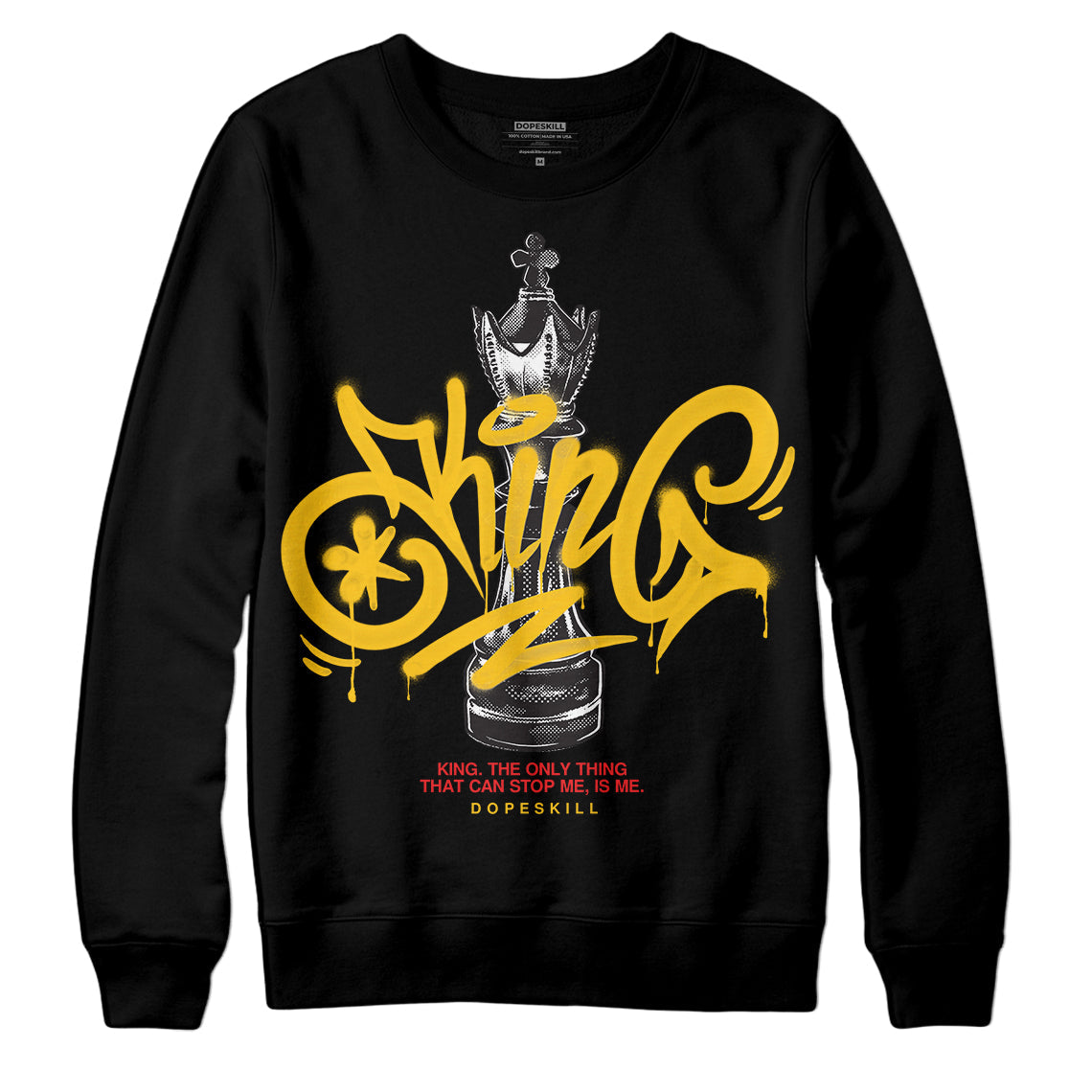 Yellow Collection DopeSkill Sweatshirt King Chess Graphic