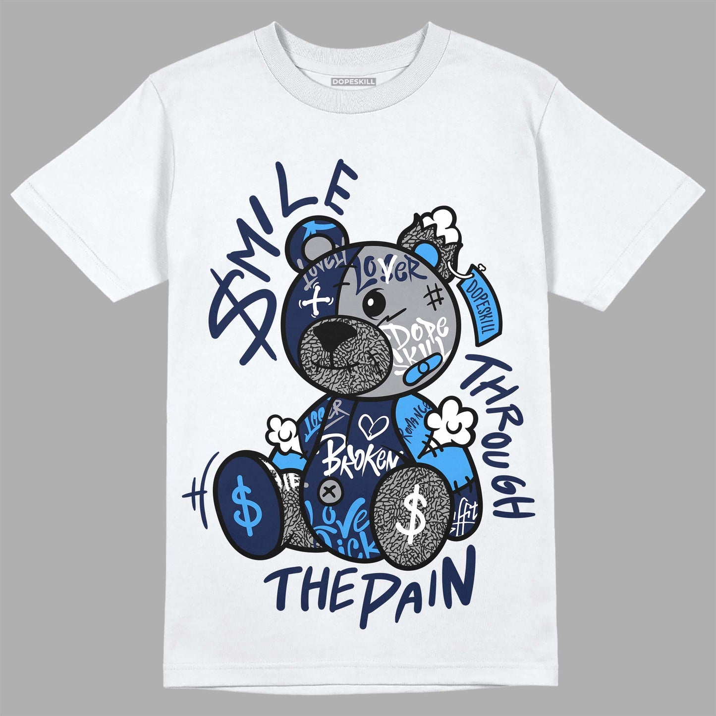 Midnight Navy 3s DopeSkill T-Shirt Smile Through The Pain Graphic