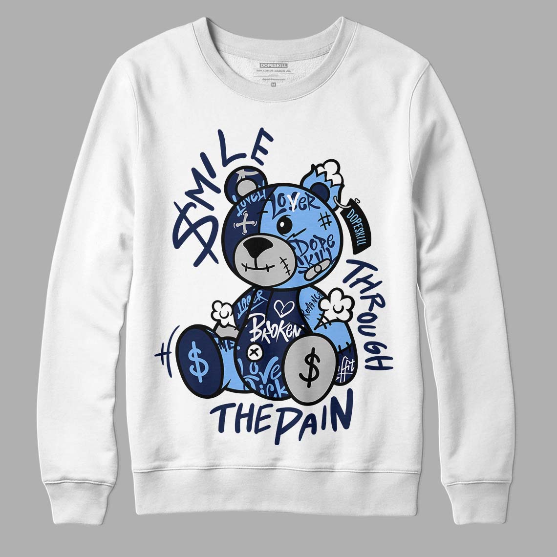 Midnight Navy 5s DopeSkill Sweatshirt Smile Through The Pain Graphic