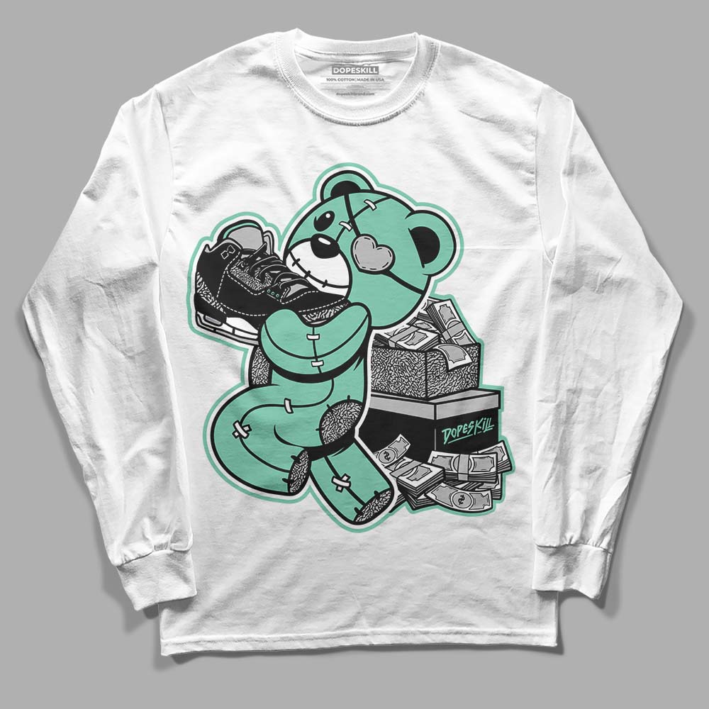 Green Glow 3s DopeSkill Long Sleeve T-Shirt Bear Steals Sneaker Graphic