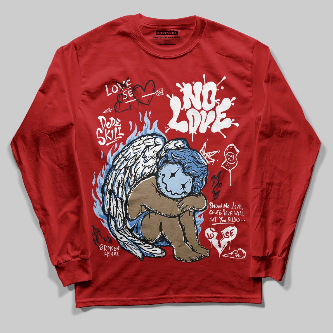 Cherry 11s DopeSkill Long Sleeve T-Shirt No Love Graphic