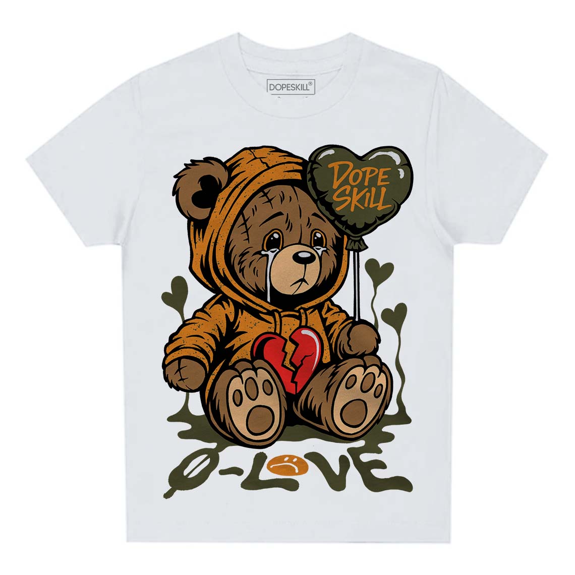 Olive 5s DopeSkill Toddler Kids T-shirt Broken Bear Graphic