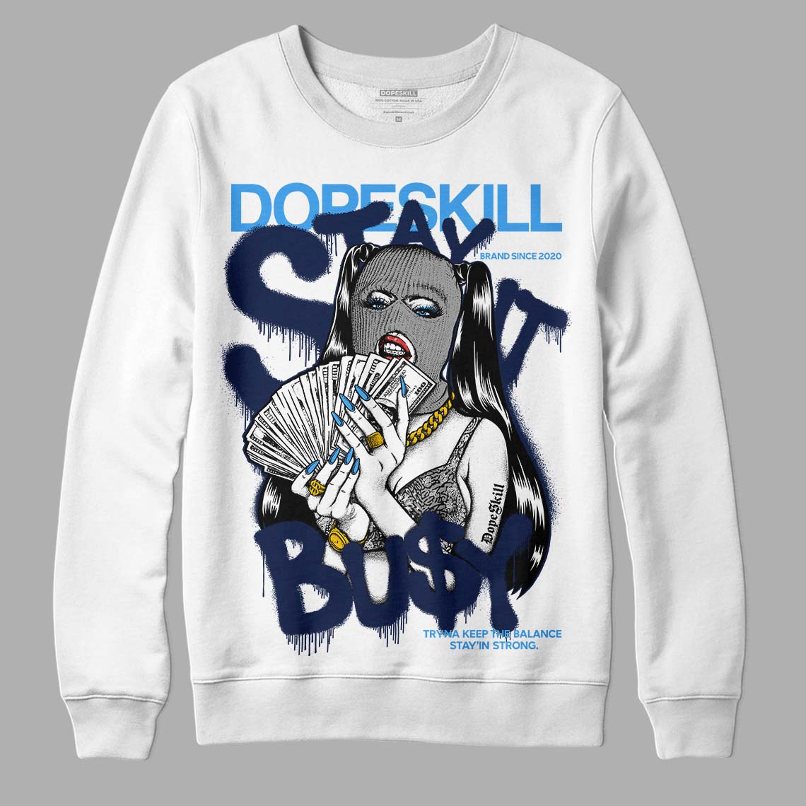 Midnight Navy 3s DopeSkill Sweatshirt Stay It Busy Graphic