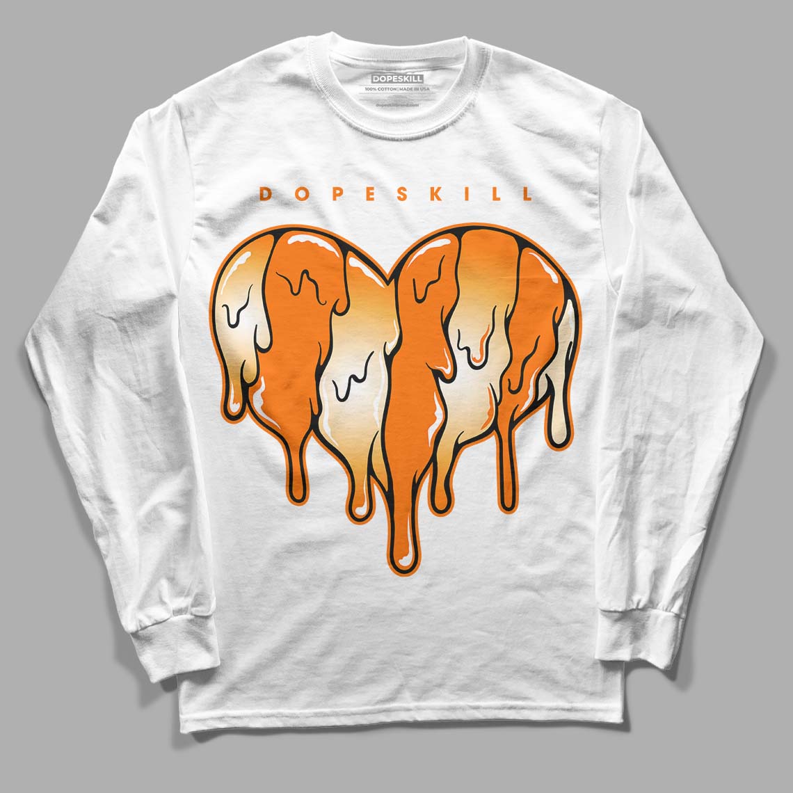 Dunk Low Magma Orange DopeSkill Long Sleeve T-Shirt Slime Drip Heart Graphic
