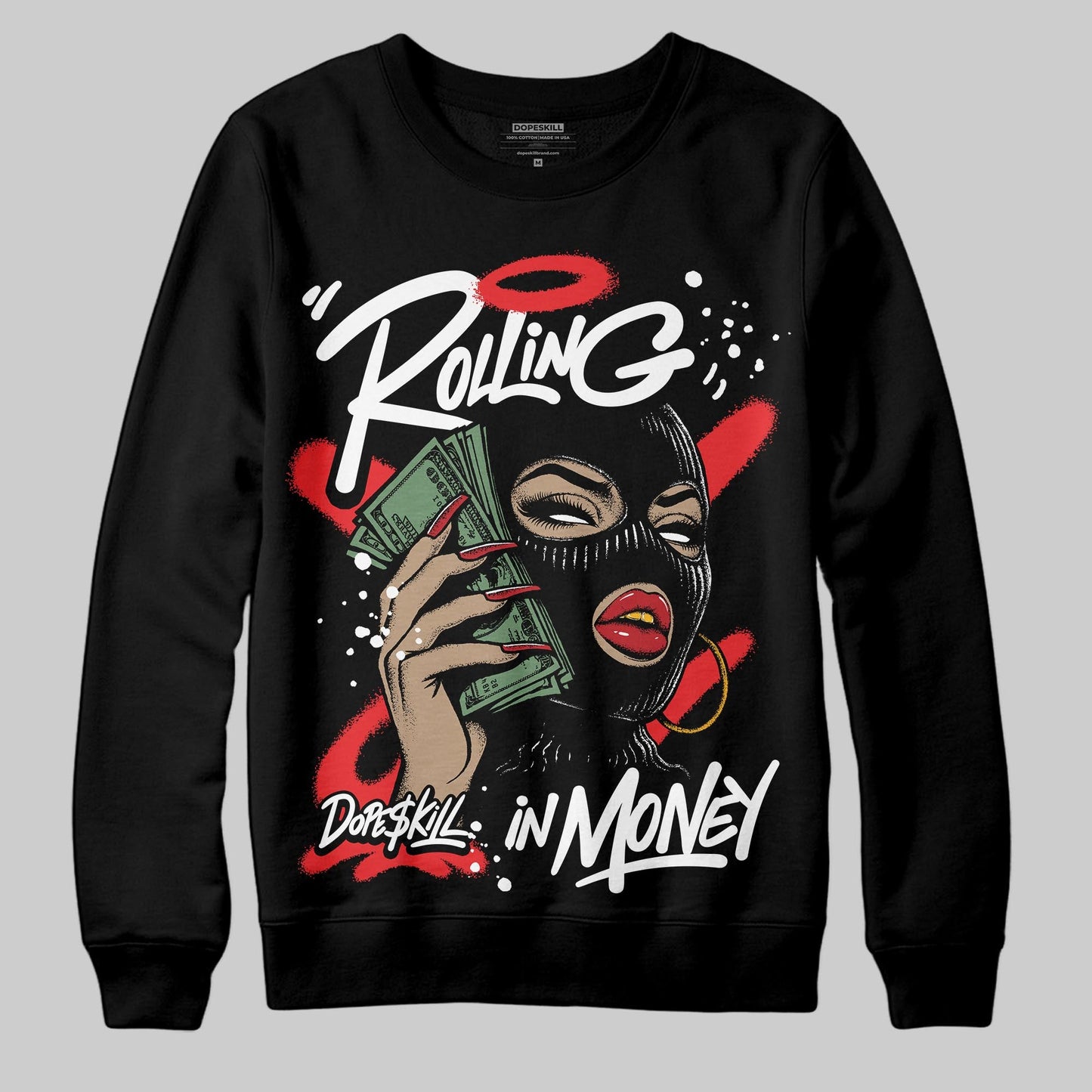 Dunk Panda White Black DopeSkill Sweatshirt Rolling in Money Graphic