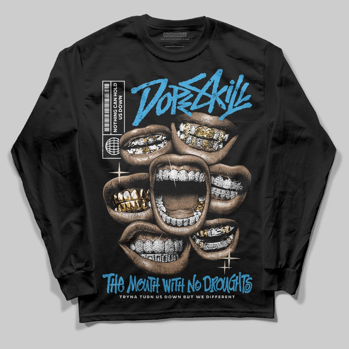 UNC Reimagined 1s DopeSkill Long Sleeve T-Shirt The Mouth With No Droughts Graphic