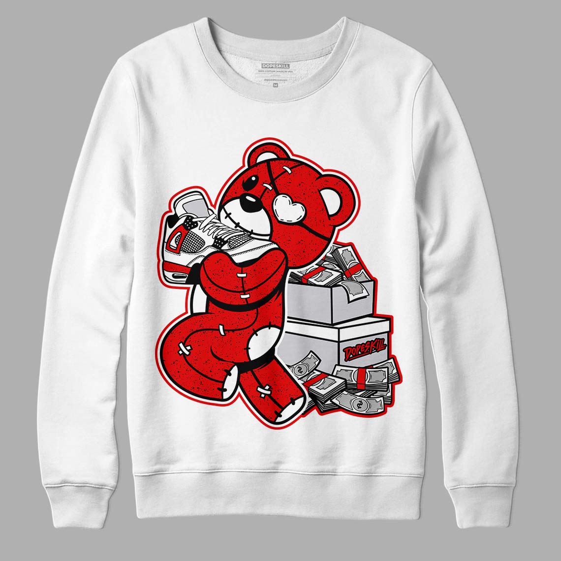 Red Cement 4S DopeSkill Sweatshirt Bear Steals Sneaker Graphic