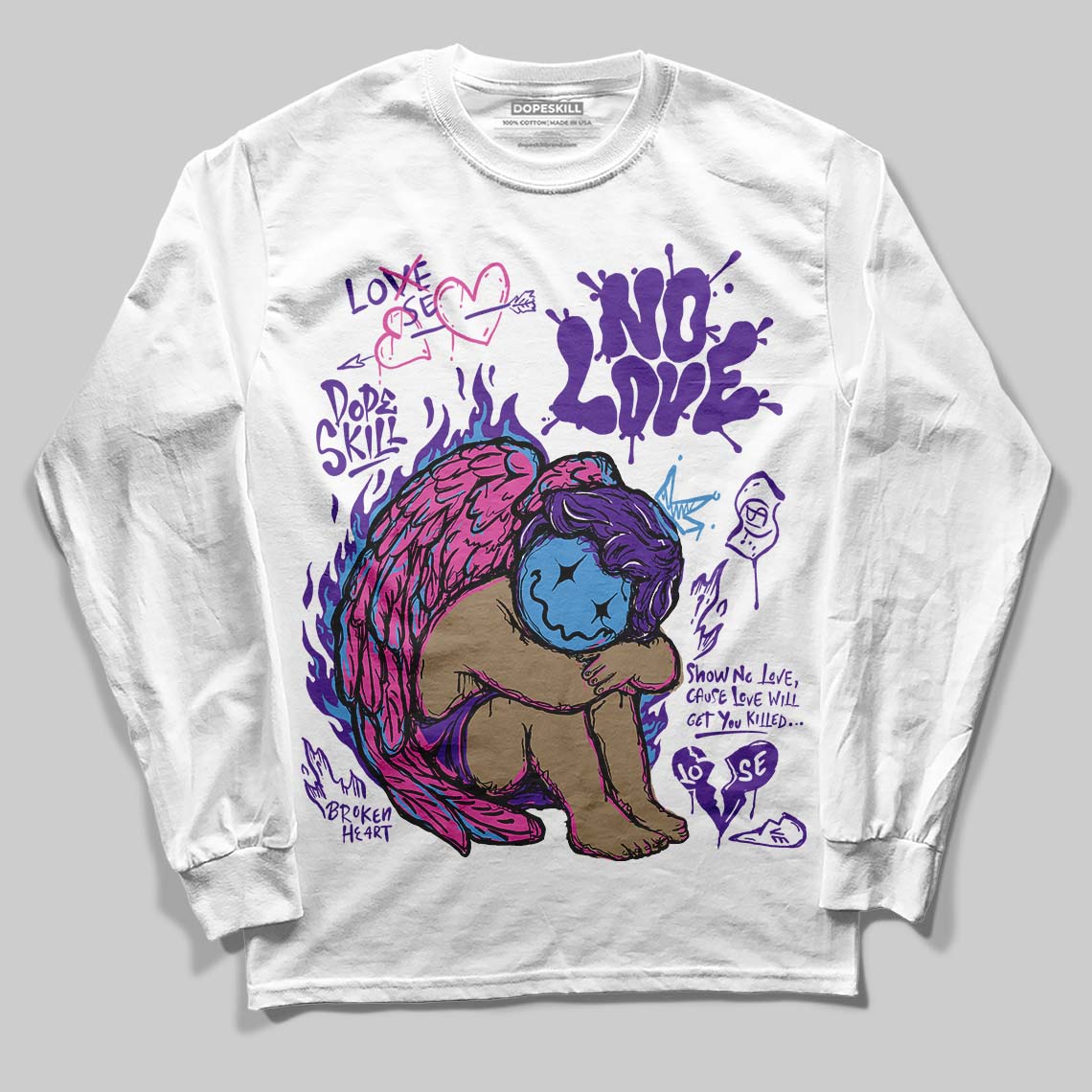 PURPLE Collection DopeSkill Long Sleeve T-Shirt No Love Graphic