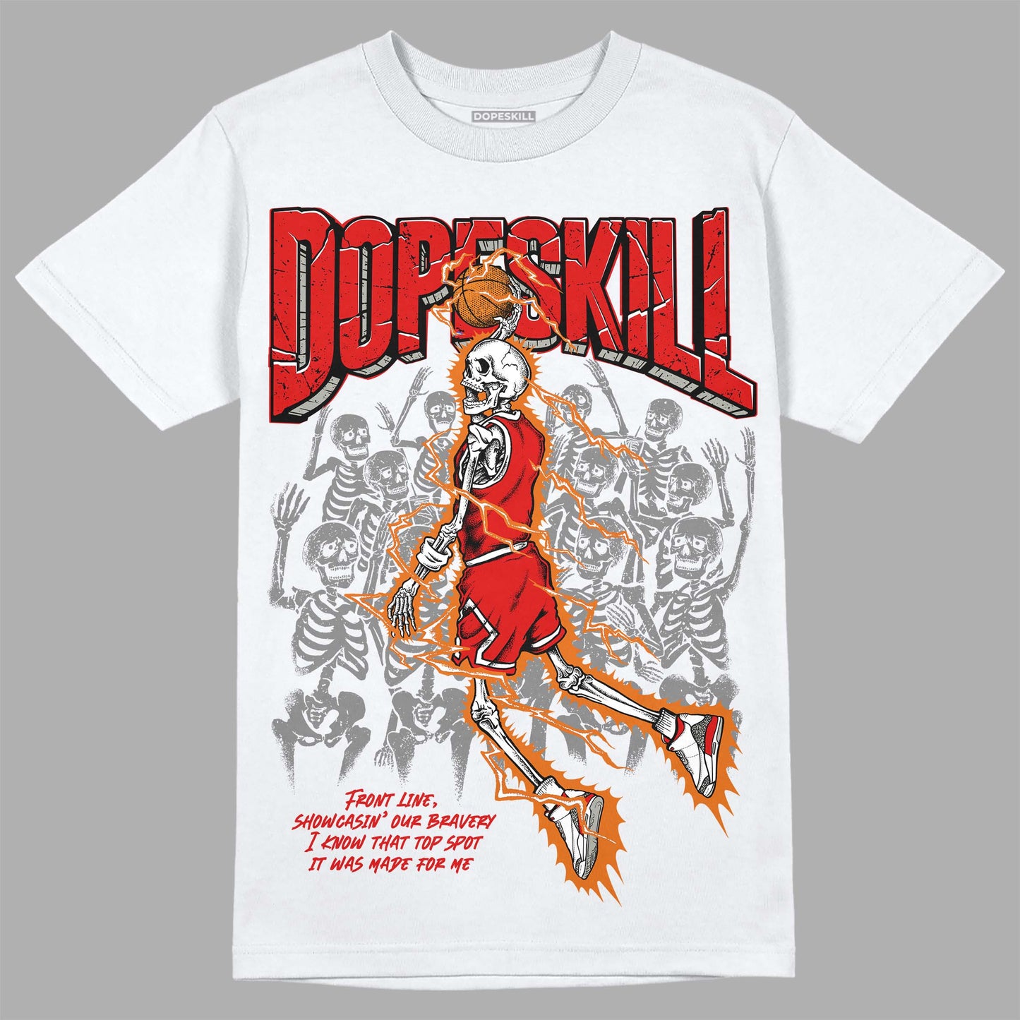Fire Red 3s DopeSkill T-Shirt Thunder Dunk Graphic