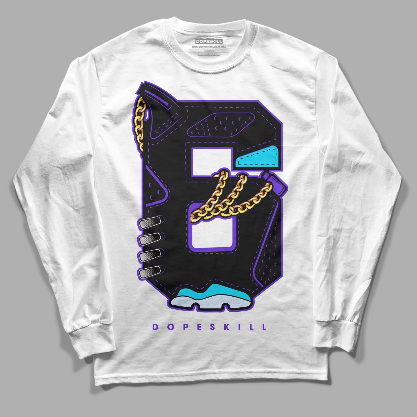 Aqua 6s DopeSkill Long Sleeve T-Shirt No.6 Graphic