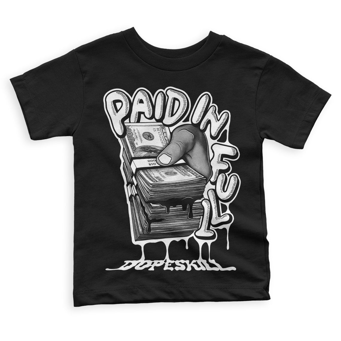 Panda White Black Dunk Low DopeSkill Toddler Kids T-shirt Paid In Full Graphic