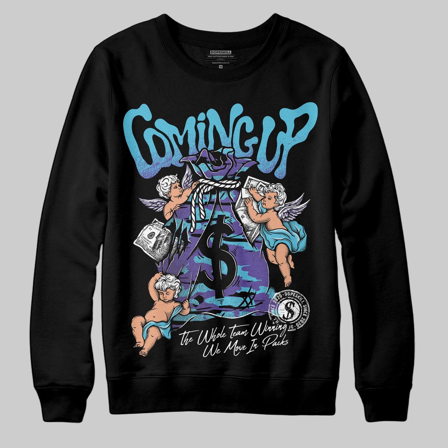 Aqua 8s DopeSkill Sweatshirt Money Bag Coming Up Graphic
