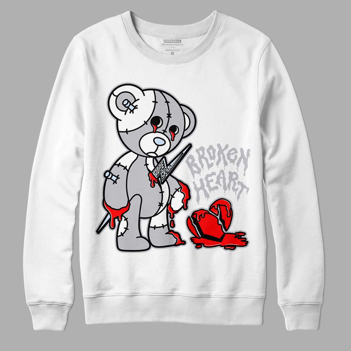 Cement Grey 11s DopeSkill Sweatshirt Broken Heart Graphic