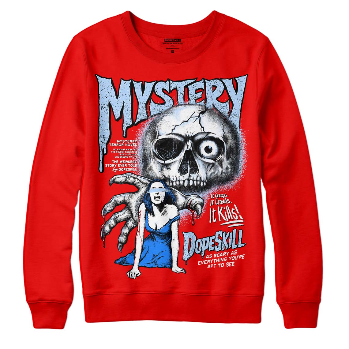 Cherry 11s DopeSkill Varsity Red Sweatshirt Mystery Ghostly Grasp Graphic