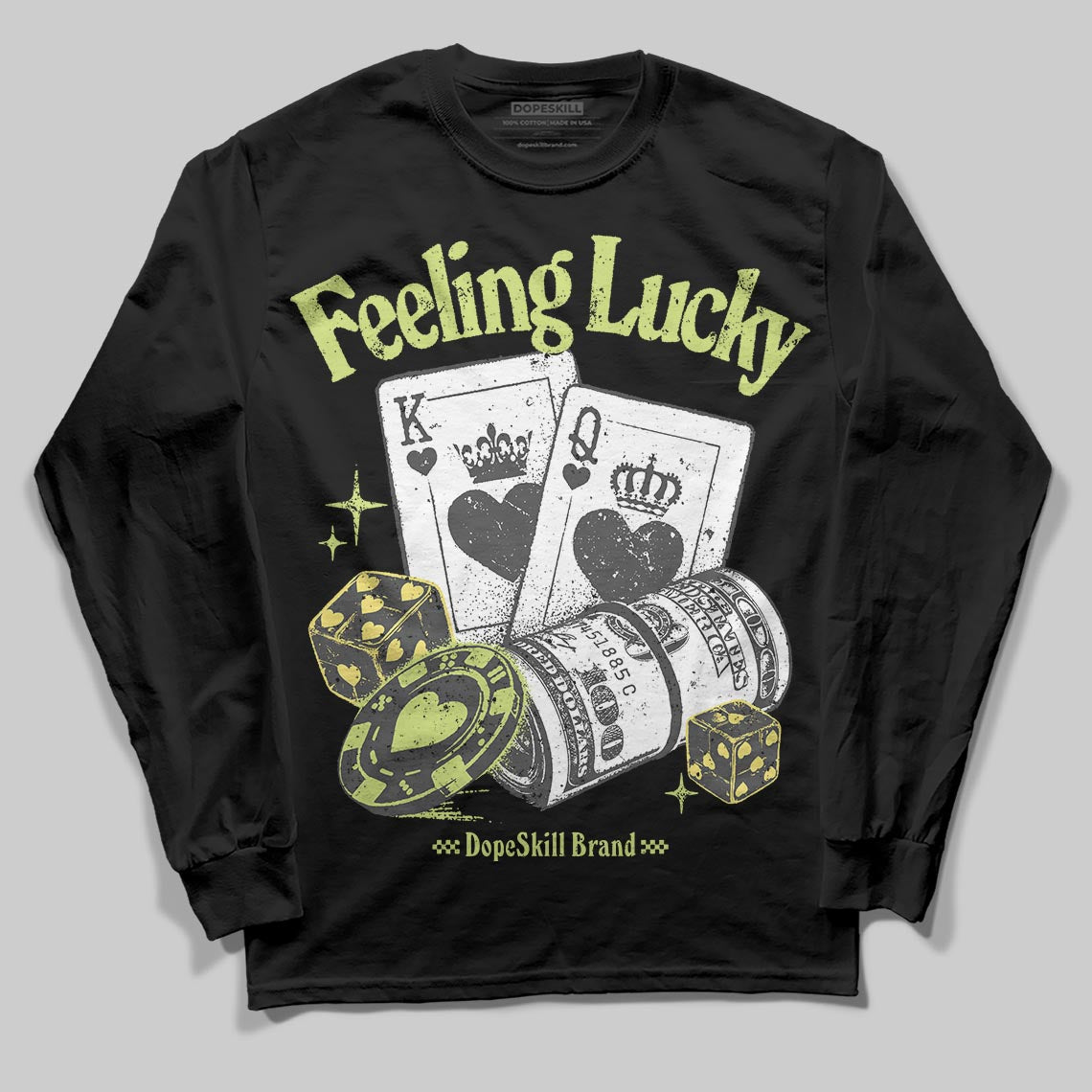 Light Lemon Twist 4s DopeSkill Long Sleeve T-Shirt Feeling Lucky Graphic