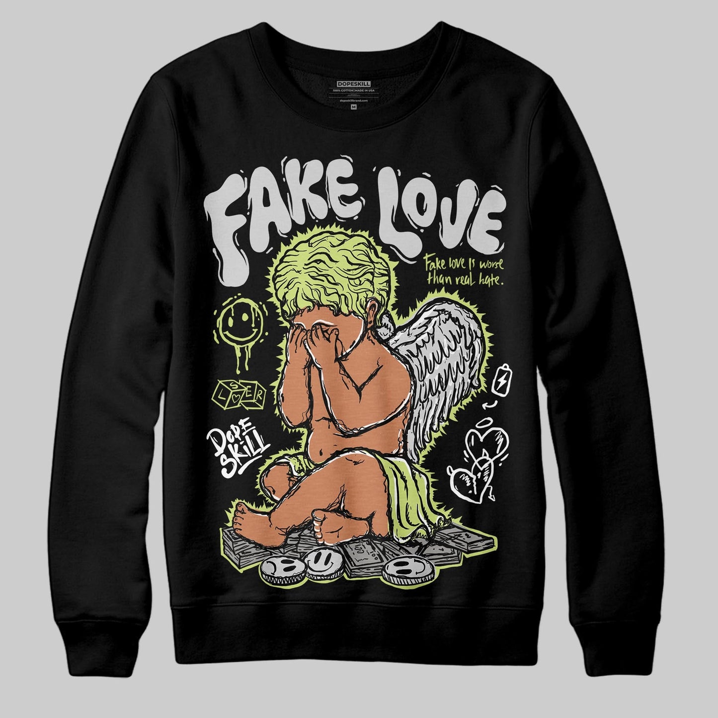 Light Lemon Twist 4s DopeSkill Sweatshirt False Love Graphic