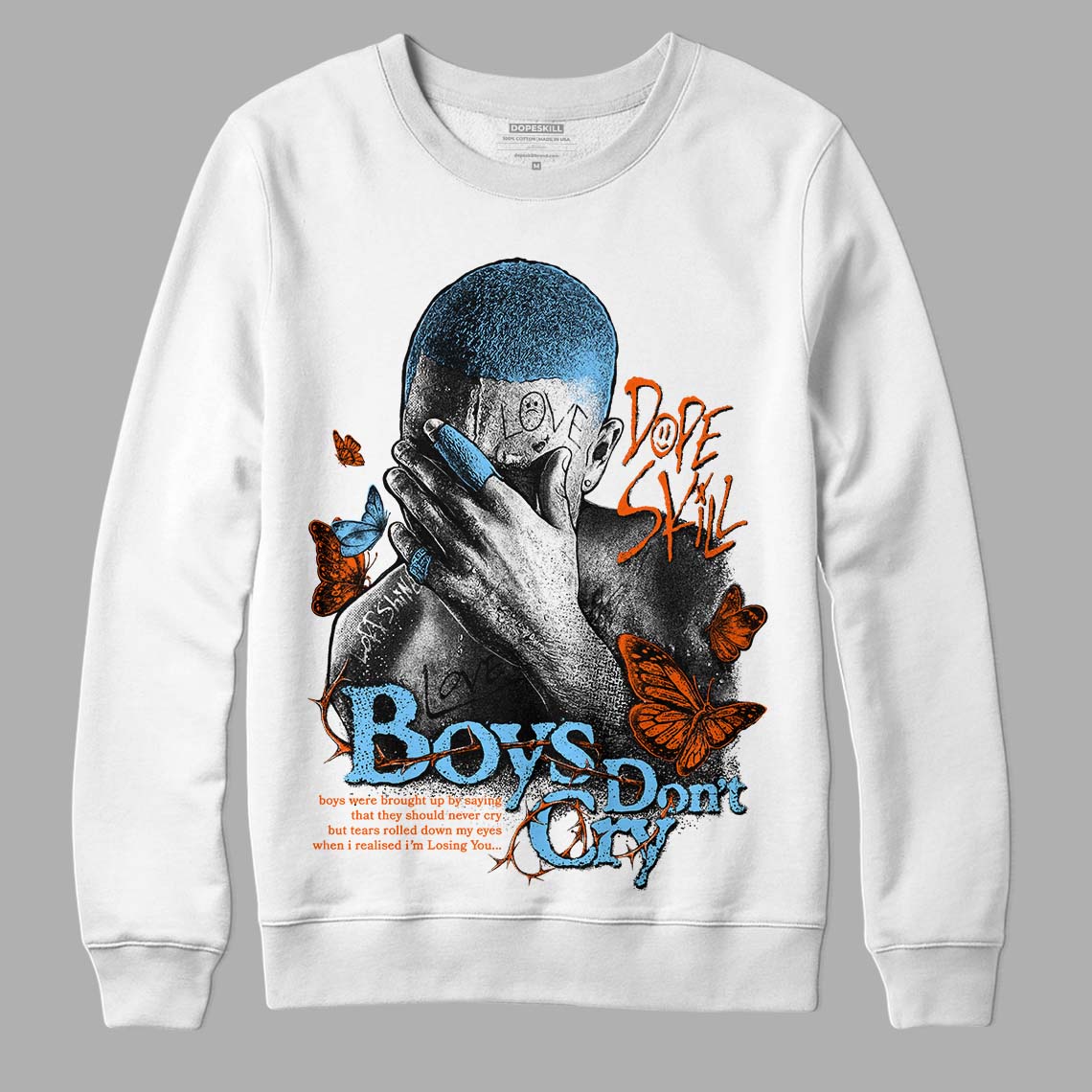 Dunk Low Futura University Blue DopeSkill Sweatshirt Boys Don't Cry Graphic