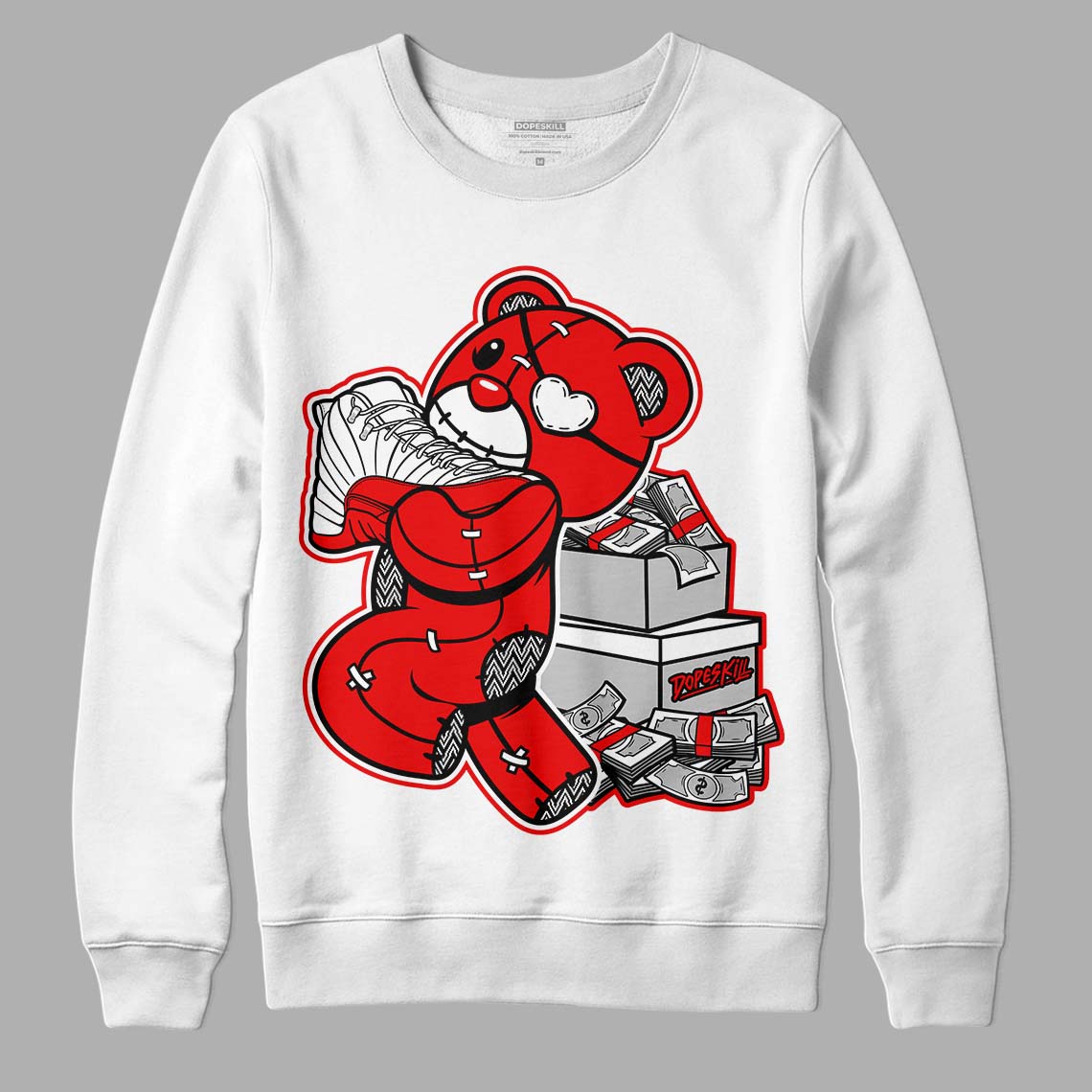 Cherry 12s DopeSkill Sweatshirt Bear Steals Sneaker Graphic