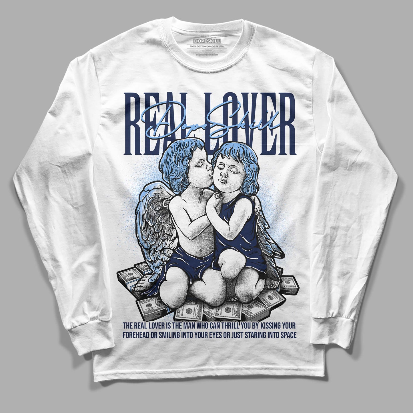 Midnight Navy 5s DopeSkill Long Sleeve T-Shirt Real Lover Graphic