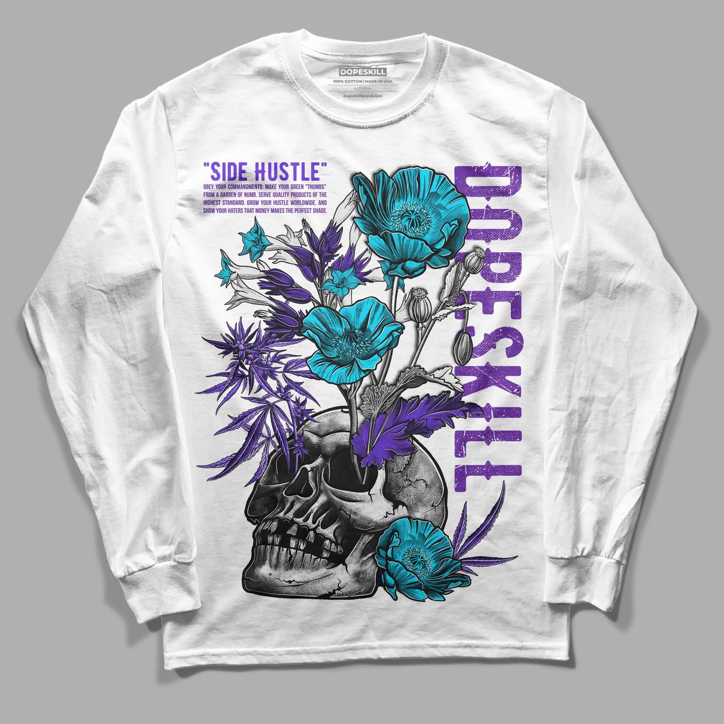 Aqua 6s DopeSkill Long Sleeve T-Shirt Side Hustle Graphic