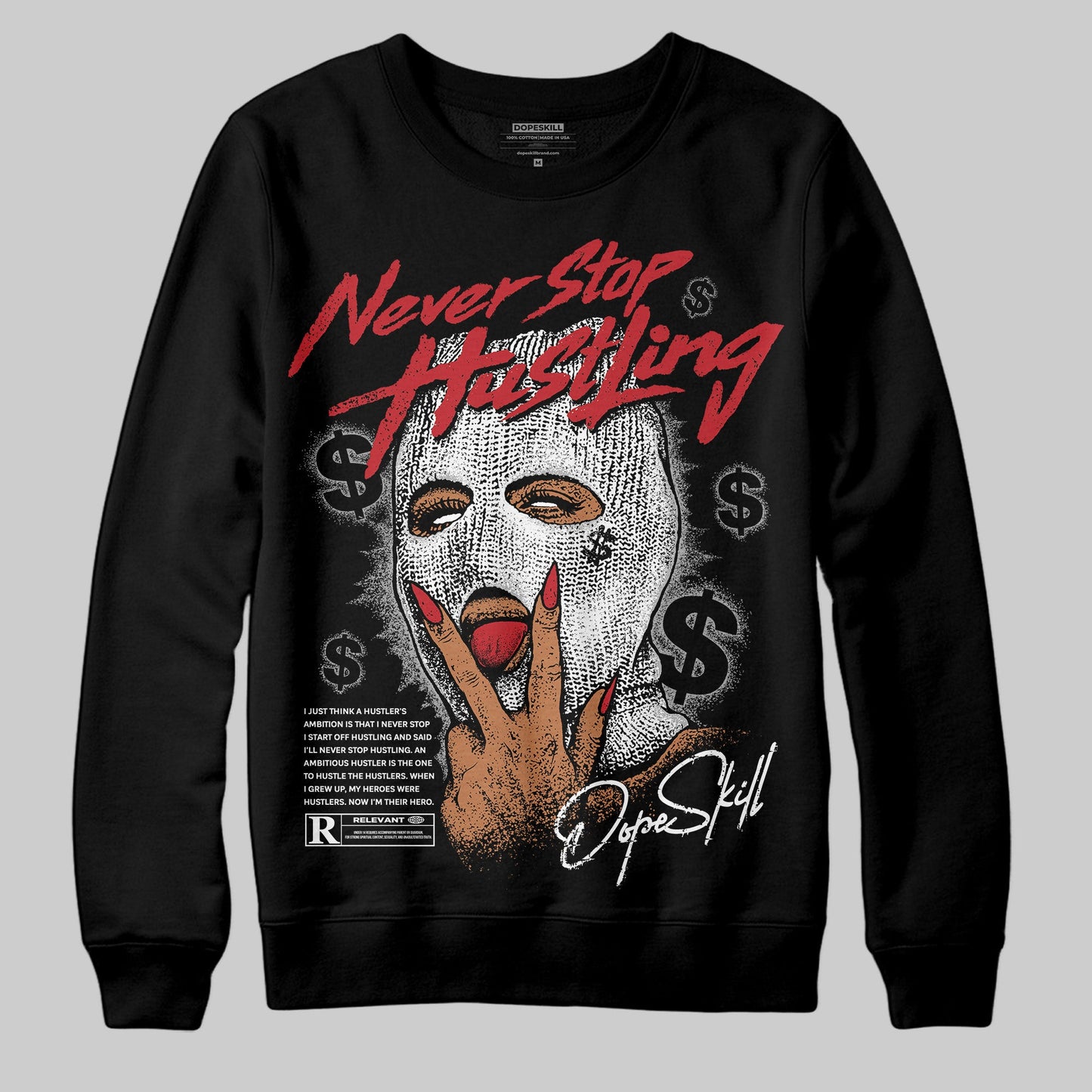 Bred Velvet 11s DopeSkill Sweatshirt Never Stop Hustling Graphic