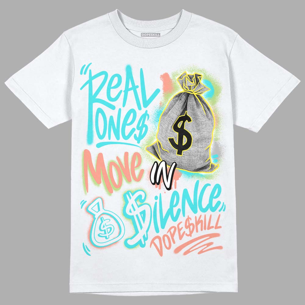 Cyan Burst 9060 DopeSkill T-Shirt Real Ones Move In Silence Graphic