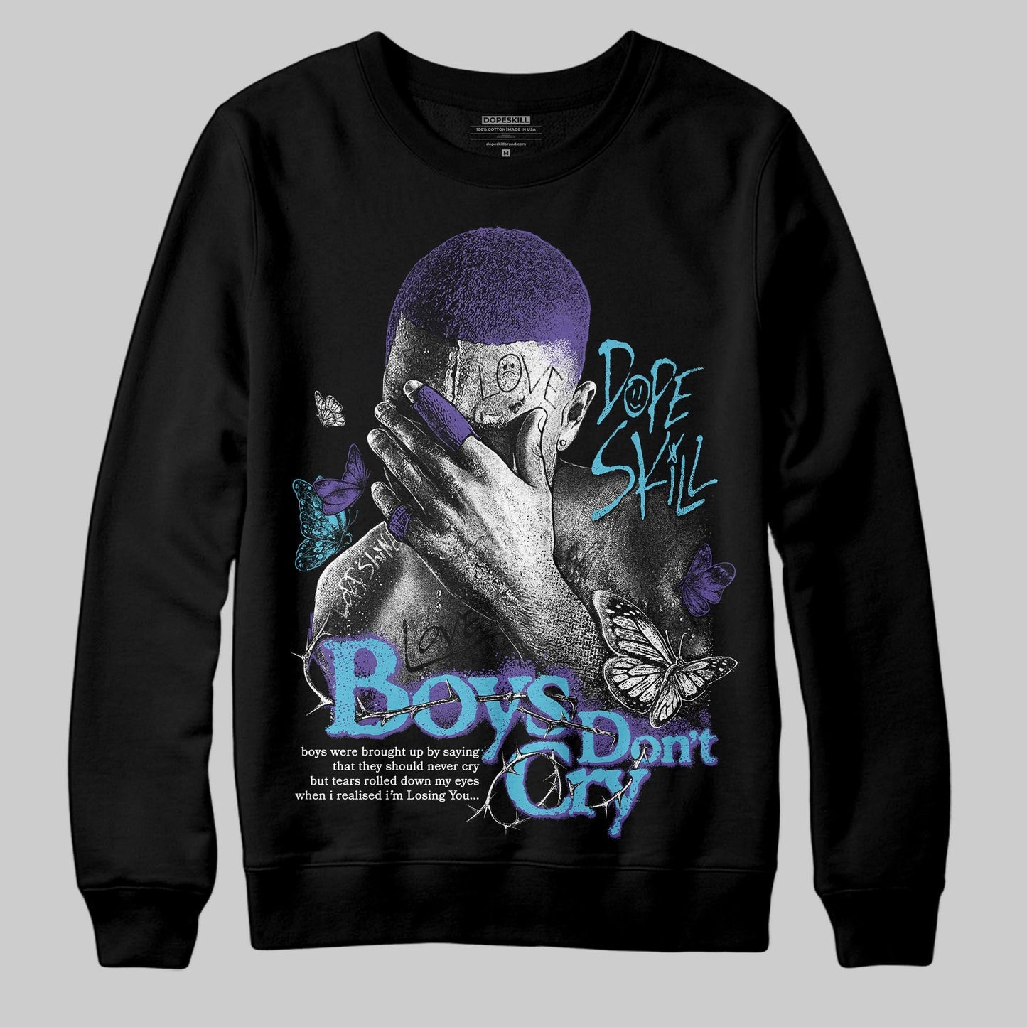 Aqua 8s DopeSkill Sweatshirt Boys Don't Cry Graphic