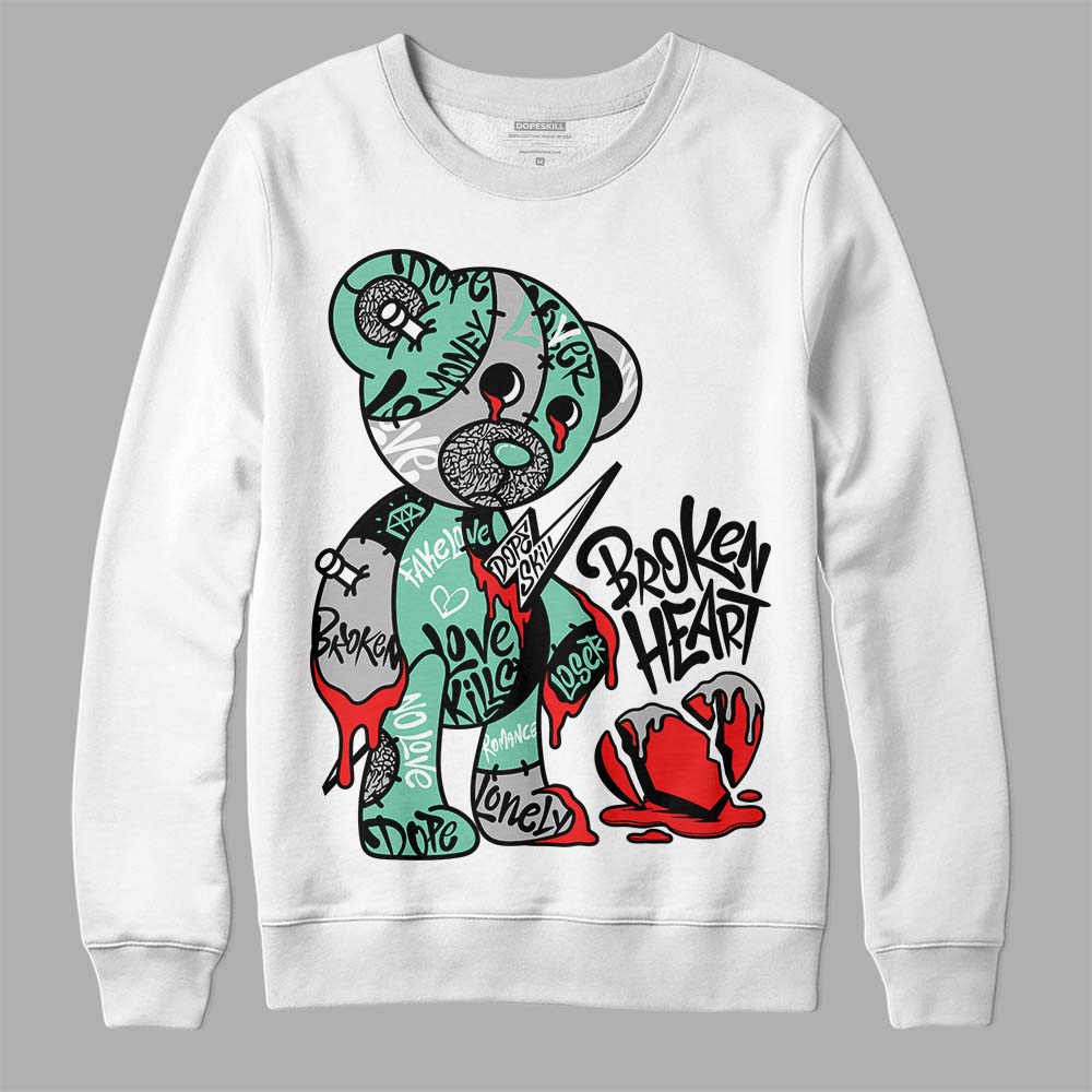 Green Glow 3s DopeSkill Sweatshirt Broken Heart Graphic