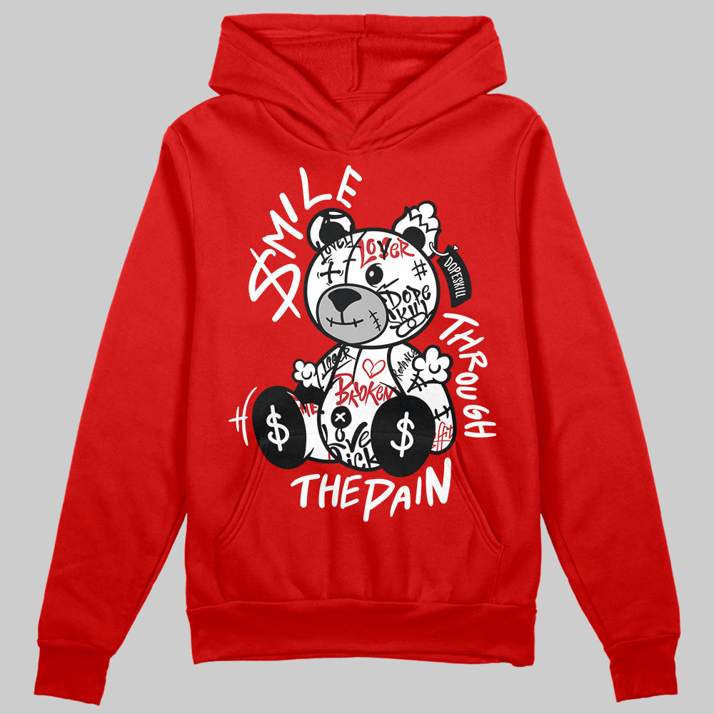 Bred Velvet 11s DopeSkill Red Hoodie Sweatshirt Smile Through The Pain Graphic