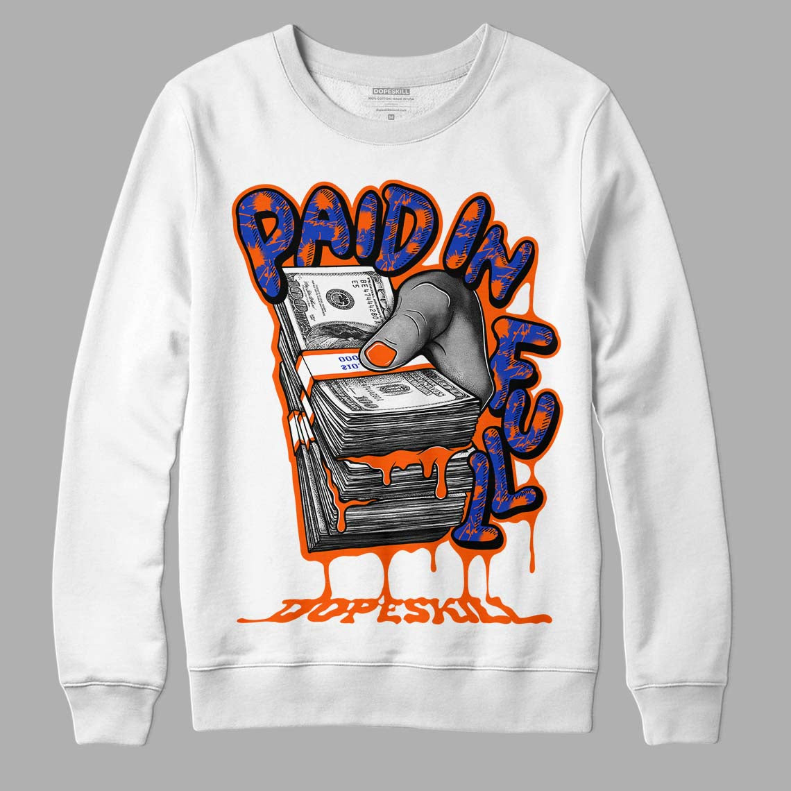 Dunk Low Futura Orange Blaze DopeSkill Sweatshirt Paid In Full Graphic