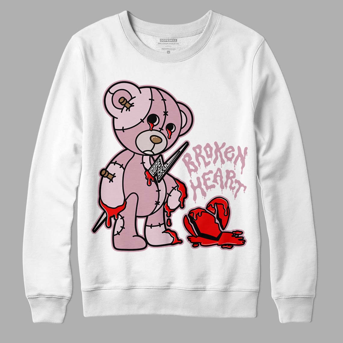 Dunk Low Teddy Bear Pink DopeSkill Sweatshirt Broken Heart Graphic