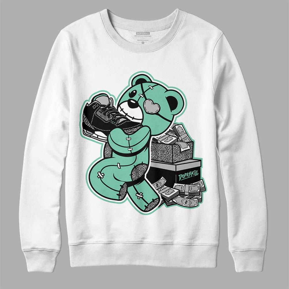 Green Glow 3s DopeSkill Sweatshirt Bear Steals Sneaker Graphic