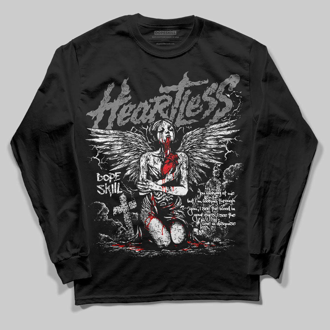 Grey Collection DopeSkill Long Sleeve T-Shirt Heartless Graphic