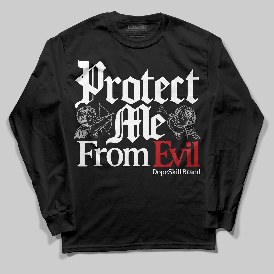 Bred Velvet 11s DopeSkill Long Sleeve T-Shirt Protect Me From Evil Graphic