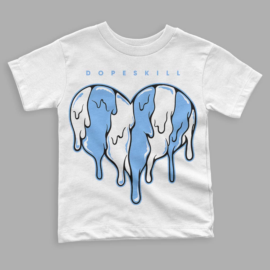 Powder Blue 9s DopeSkill Toddler Kids T-shirt Slime Drip Heart Graphic