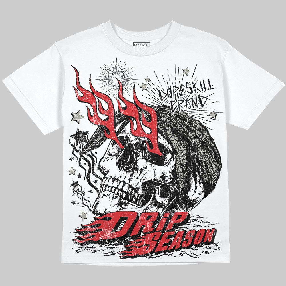 Fire Red 3s DopeSkill Oversize Print T-Shirt Drip Season Graphic