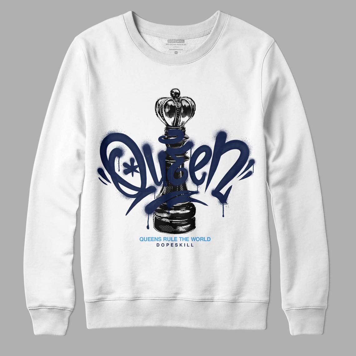 Midnight Navy 3s DopeSkill Sweatshirt Queen Chess Graphic