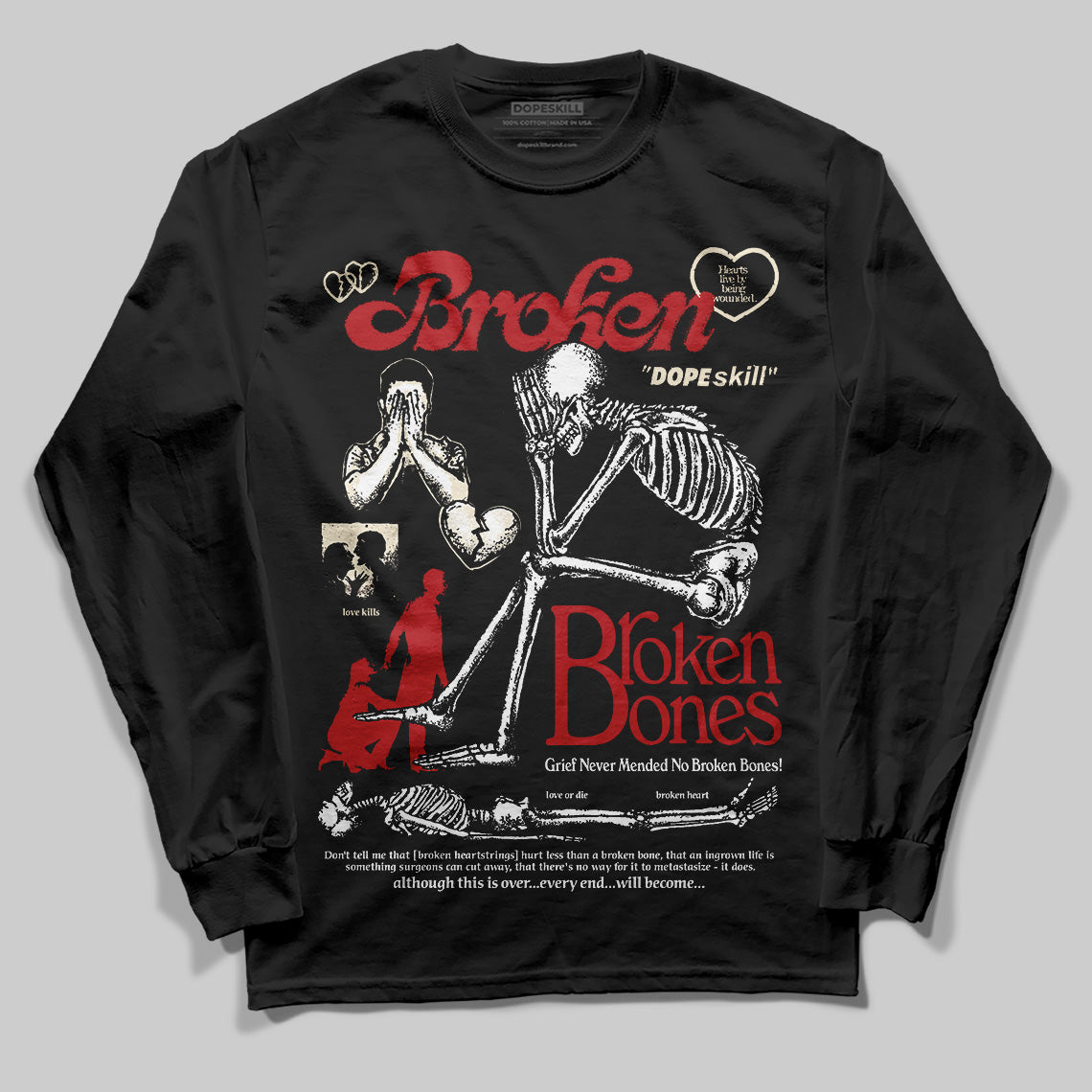 Black Toe Reimagined 1s DopeSkill Long Sleeve T-Shirt Broken Bones Graphic