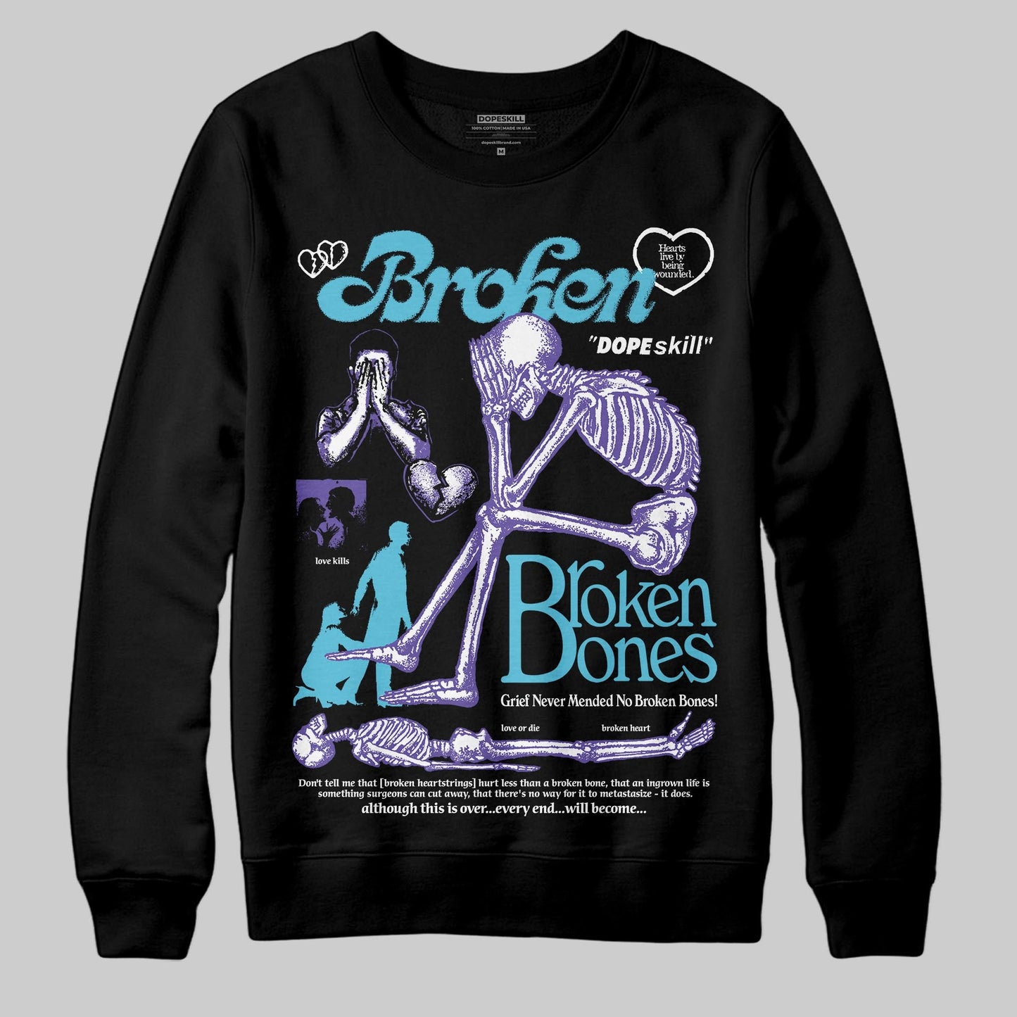Aqua 8s DopeSkill Sweatshirt Broken Bones Graphic