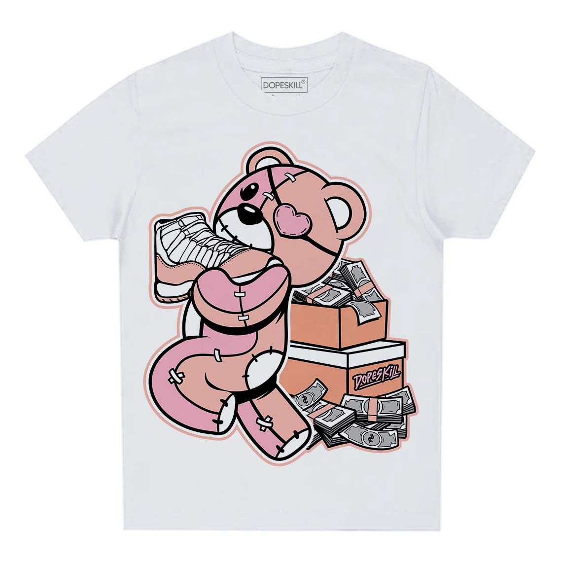 Legend Pink 11s DopeSkill Toddler Kids T-shirt Bear Steals Sneaker Graphic