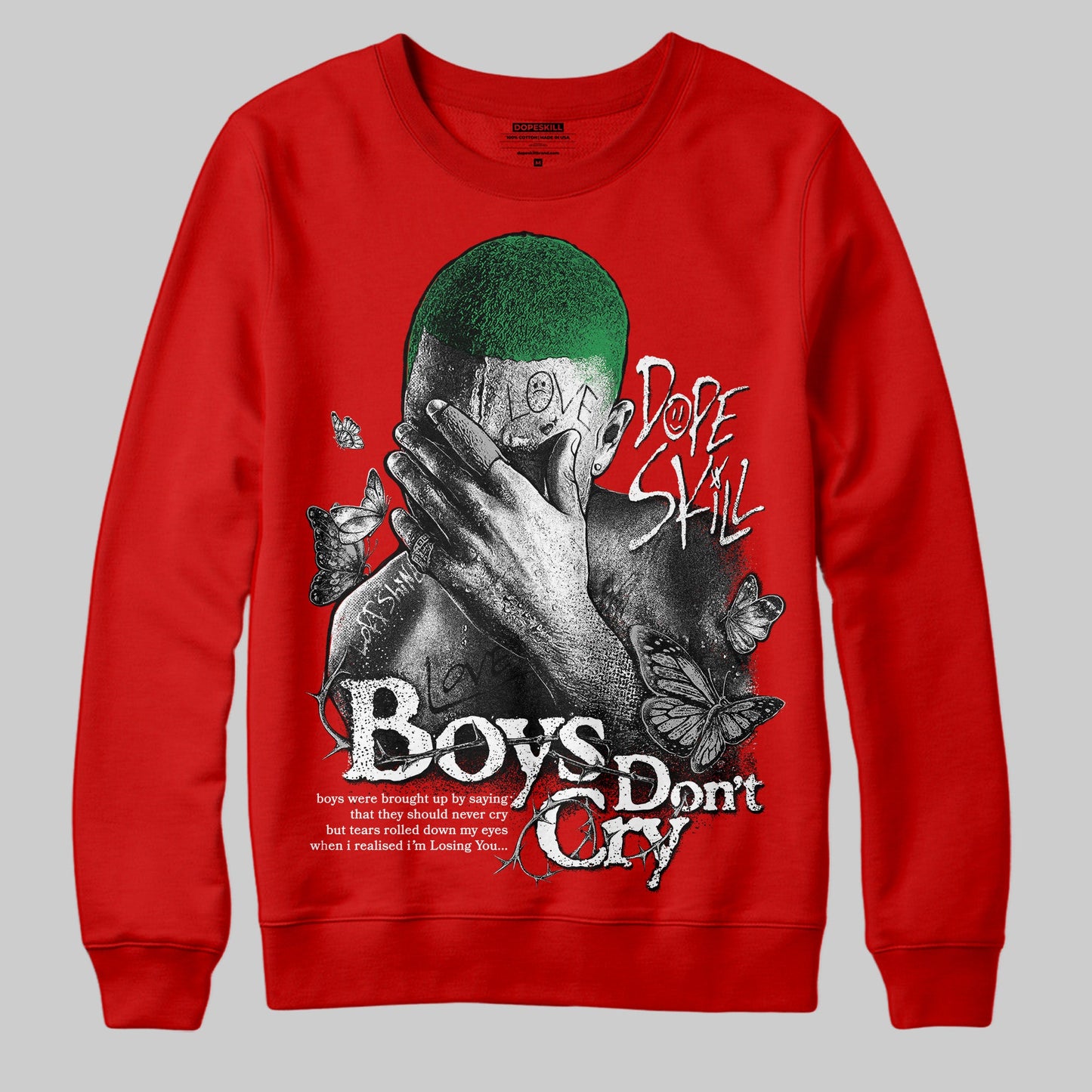 Bred Velvet 11s DopeSkill Red Sweatshirt Boys Don't Cry Graphic