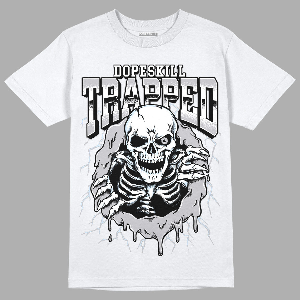 Cement Grey 11s DopeSkill T-Shirt Trapped Halloween Graphic