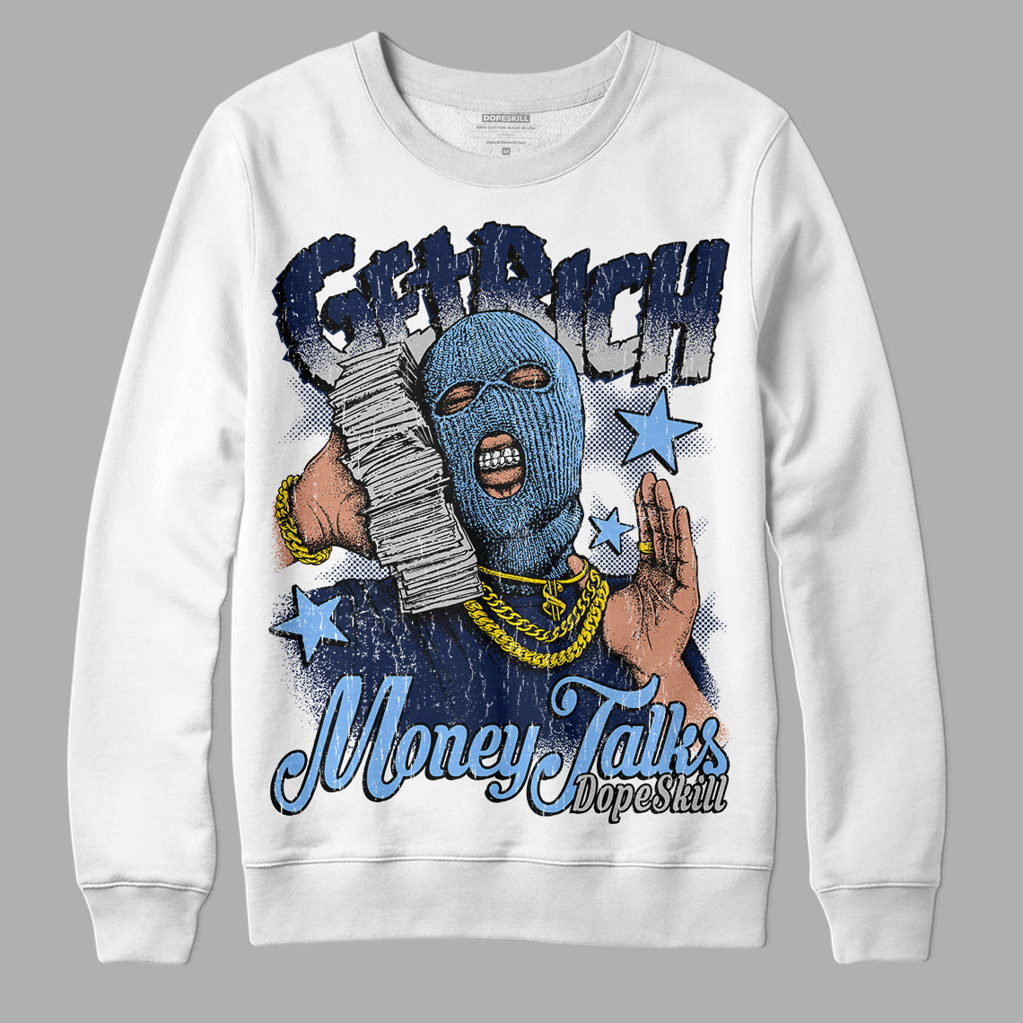 Midnight Navy 5s DopeSkill Sweatshirt Get Rich Graphic