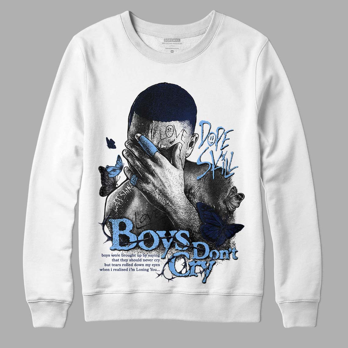 Midnight Navy 5s DopeSkill Sweatshirt Boys Don't Cry Graphic
