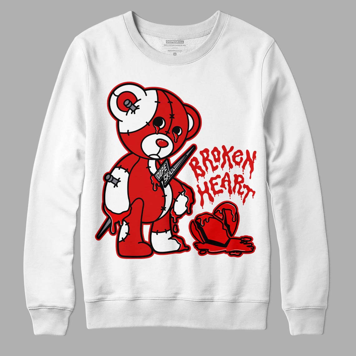 Gym Red 9s DopeSkill Sweatshirt Broken Heart Graphic