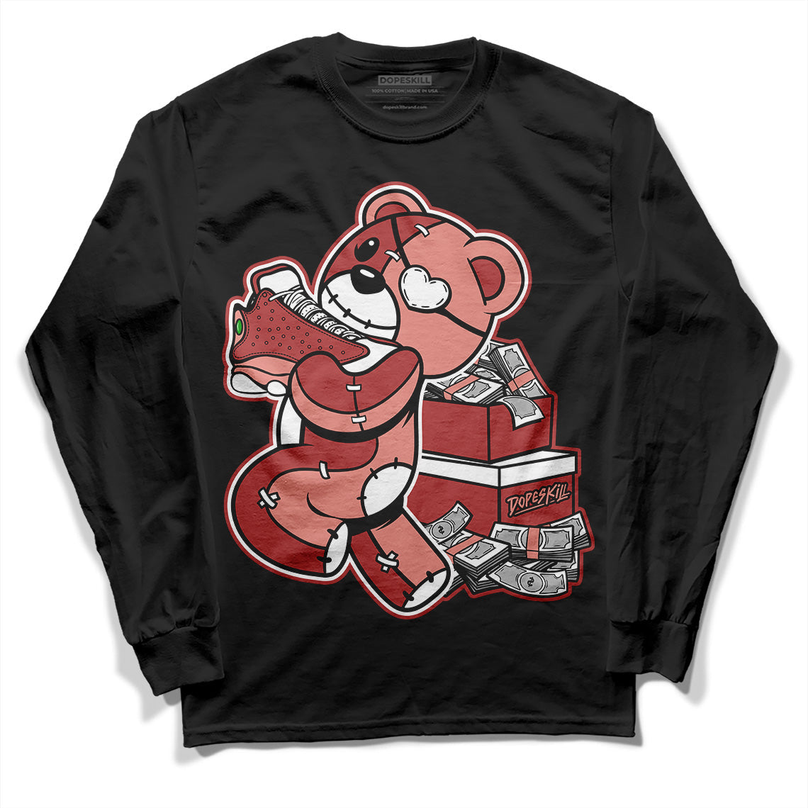 Dune Red 13s DopeSkill Long Sleeve T-Shirt Bear Steals Sneaker Graphic